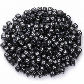알파벳 이니셜 비즈 100p, 1개, 04.큐브 불투명 블랙 화이트