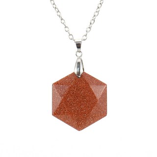 新款水晶寶石六芒星黑耀石吊墜項鍊 切面多面體吊墜