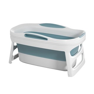 宅配 折疊浴缸 折疊浴盆 大號泡澡桶 浴桶 澡盆 浴盆 折疊浴缸 折疊澡盆 折疊沐浴桶 摺疊泡澡, 藍白, 1個