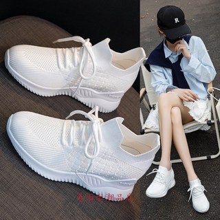 飛織透氣運動鞋內增高小白鞋7CM內增高女運動鞋軟底網面透氣運動鞋百搭老爹鞋網紅百搭厚底運動鞋防滑耐磨韓版顯瘦百搭