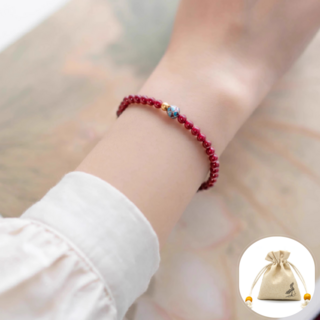 염주팔찌 경면주사팔찌 원석팔찌 불교 삼재 액막이 재물운 팔찌 금전운 액운 퇴치 선물용 전통 파우치 포함