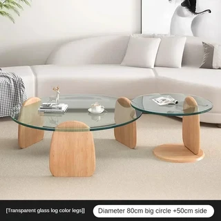 북유럽 미니멀리스트 강화 유리 커피 테이블 라이트 럭셔리 이탈리아 스타일 원형 거실 티 조합 메사, 25 29