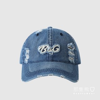 ScottyBear 那隻熊 立體刺繡 棒球帽 英文BAG 刷破 水洗 牛仔 鴨舌帽 顯臉小 遮陽 老帽 CM544