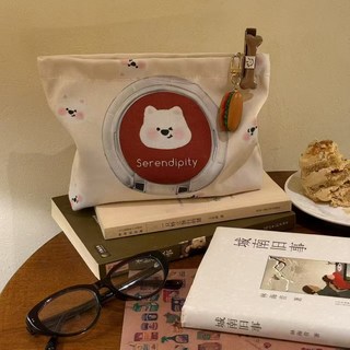 新款化妝包大容量雪妮狗狗印花手拿包 旅行便攜立體收納化妝包