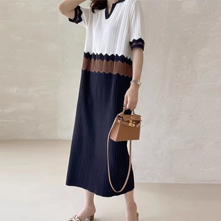 [베리트] 카라 반팔 버튼 롱 원피스 드레스 VT-832