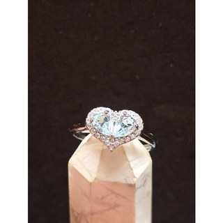 托帕石純淨藍愛心戒指 925銀活圍 天然藍托帕石