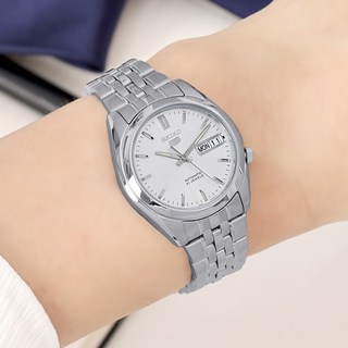 세이코5 남성 오토매틱 실버화이트 메탈 손목시계 SNK355K1