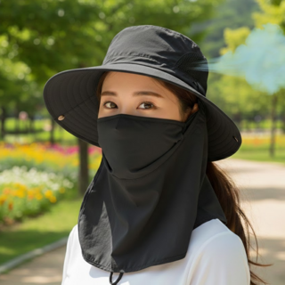 이브유 햇빛가리개 모자 자외선 차단, 블랙