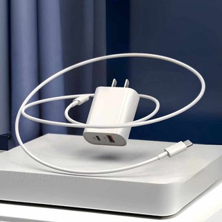 【買一送五】快充頭 Type c 充電頭 35W 雙孔 PD 快充 插頭 豆腐頭 充電器 適用 IPhone 安卓, 1個, 40w急速雙孔頭【type c+usb】