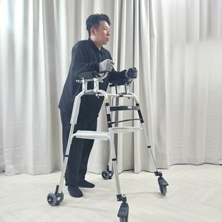 DS-4000 노인 보행기 워커 알루미늄 접이식 바퀴 경량 어르신 보행 걷기 보조기 고급 보조차 실내용 4바퀴 보조기구 어깨 팔걸이 워커기 노인 장기요양 보험 요양등급 복지용구, 1개, 노인장기요양등급 구입(본인부담금 15%)