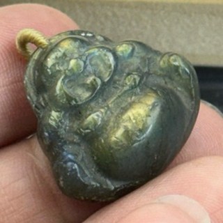 采禪手作 B466 拉長石 佛公 彌勒佛 吊墜孔 21.5*22.1*10mm, 1個