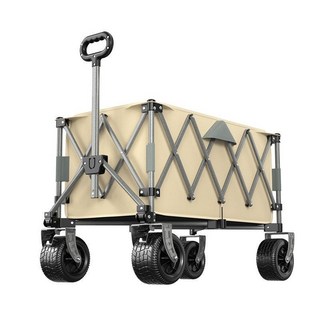 新款小推車 聚攏型小推車 可摺疊小推車 露營車 戶外小推車 便攜小推車 擺攤小推車 加長小推車, 飛機輪新款聚攏灰咖色推車送墊板防塵罩, 1個