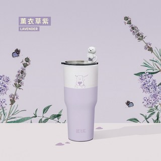 IKUK 艾可 900ml 大容量保溫杯 附手柄 保溫保冷10小時, 薰衣草紫, 1個