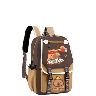 海豚卡皮巴拉 小學生 兒童書包 大容量 雙肩背包 小學生書包 大容量書包 簡約後背包 防水 護脊 書包 開學禮物水豚