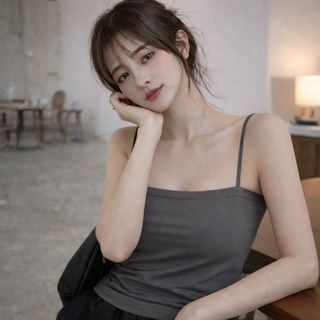 細肩帶平口內衣 黑色