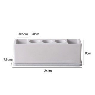 矽藻土牙刷架 - 珪藻土/硅藻泥電動牙刷架 一家三口適用 衛生間漱口杯收納置物架, 水泥灰（不帶杯位）, 1個