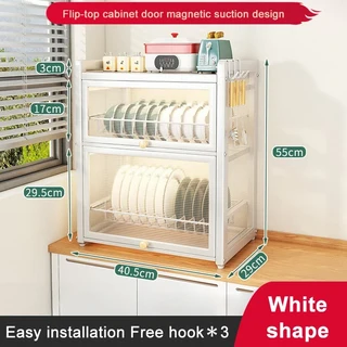 더블 레이어 방진 주방 접시 그릇 건조 랙 카운터 식기 세척기 주최자 랙 젓가락 케이지 식기 바구니, 04 White-Basic