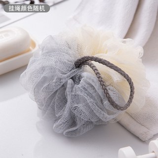 浴球 沐浴球 洗澡球 簡約雙色大號浴花 搓背澡花 洗澡用品 綿細泡泡【台灣現貨 發票】, 米灰, 1個