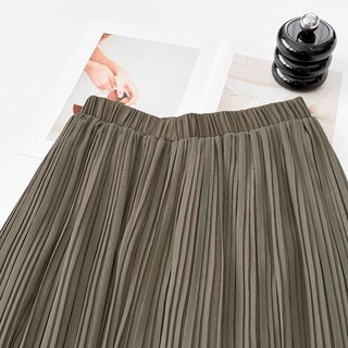 高腰垂墜顯瘦寬鬆闊腿長褲 花邊百褶坑條寬褲