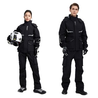 ZHINUO 지누오 오토바이 우비 우의 방수 비옷 상하의 세트 라이딩자켓 라이더 오토바이복 배달 등산우비 낚시우의, L, 블랙