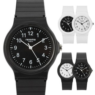 renoma 레노마 남녀공용 학생 수능 시험 저소음 아날로그 우레탄 러버시계 RE6000