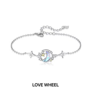 LOVE WHEEL 月光石逐夢星河手鍊 925純銀 人魚的眼淚造型 INS風 情人節禮物 白金色