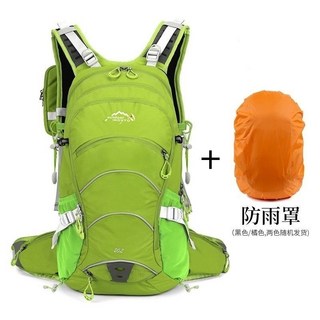 [ 好物推薦 ] 騎行包 戶外野營越野包 20L後背包 徒步登山運動包 透氣輕便雙肩背包 多口袋大容量運動包, 草綠色+防雨罩