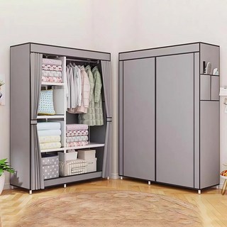 비키니 행거 대용량 수납 드레스룸 시스템 캐비닛 세트 조립식 옷장, 그레이1050MM