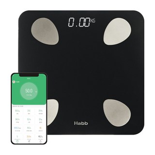 하비비 스마트 블루투스 체지방 디지털 체중계, 스마트 체성분 체중계 CTR-BFS8028, 1개, black