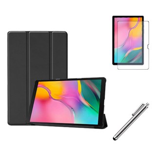갤럭시탭A 10.1 호환 북커버 케이스+액정보호필름+터치펜 SM-T510N T515N 케이스나라, 검정
