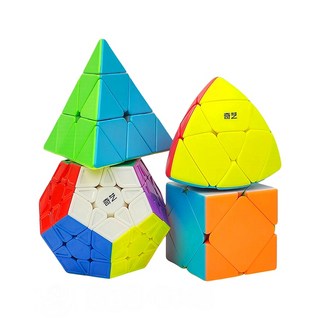 魔方格異形魔方大禮盒(粽子型 金字塔 斜轉型 五邊型 魔方秘笈)(實色炫彩版) 奇藝 魔方, 1個