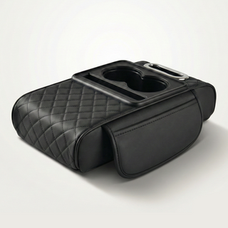 카프릭스 차량용 콘솔 쿠션 팔걸이 쿠션 컵홀더 수납 겸용 다이아 퀄팅 자수, 1개, 블랙