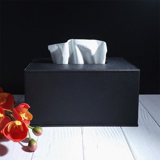 가죽 스티치 티슈케이스 대 - 각티슈/휴지/커버/화장지, 블랙, 1개, 1개입