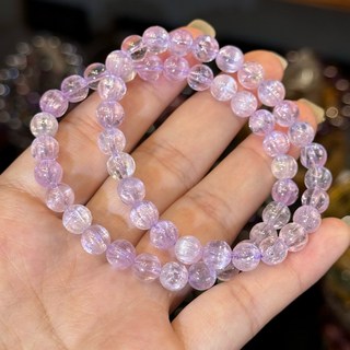 頂級拉絲貓眼紫鋰輝手珠 透料透體6.6mm手圍15.2 紫鋰輝石 強效貓眼 老料 現貨實拍 天然水晶 性價比高