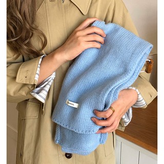 素色羊毛圍巾 - 秋冬保暖圍脖