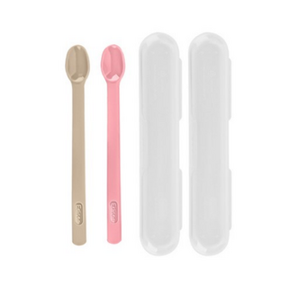 에디슨 국산 실리콘 이유식 스푼 앤 케이스 1단계 2종 세트, 베이지 + 핑크, 5세트