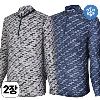 워킹맨 아울렛 1+1 봄 여름 시즌 남성 쿨링 시원한 마크패턴 집업 긴팔 티셔츠 A250