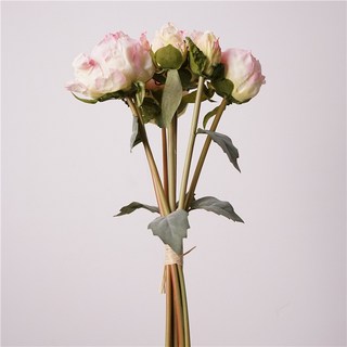 芍藥仿真牡丹手扎花焦邊烤邊工藝熱銷新娘手捧花制作仿真花永生花人造花乾燥花永不凋零拍照道具假花裝飾居家裝飾, 手札牡丹花苞-粉色, 1個