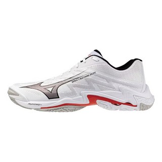 Mizuno 美津濃 Wave Lightning Elite 男款 排球鞋 包覆 回彈 白 紅 [V1GA260059]