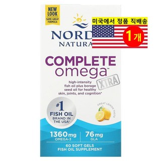 Nordic Naturals 노르딕 네추럴스 엑스트라 컴플리트 오메가 680mg 레몬향, 1개, 60정