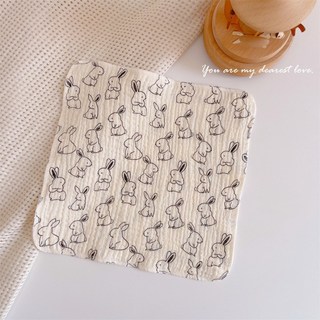 Baby童衣 商檢合格 兒童可愛印花紗布巾 洗澡巾 四層紗口水巾 寶寶餵奶巾 幼童洗臉巾 幼稚園手帕, 1個, 線條兔兔