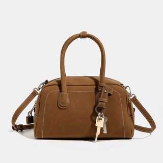 여성 가죽 보스턴숄더백 레트로 스타일 데일리 출퇴근용 미니 토트백 서리 무늬 질감 활용도 높은 패션 아이템