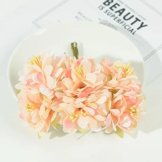 실크 인조 꽃 미니 부케 웨딩 장식 호의 상자 장미 가짜 꽃 스크랩북 DIY 화환 꽃 24 개, 1개, 3) Peach pink