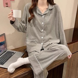 灰色長袖居家睡衣套裝