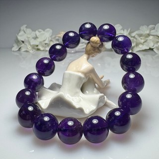 G54 高紫度 濃郁紫 紫水晶 14.8mm 紫晶 紫氣東來 手串 手珠 手鍊 手飾 手圍19.5cm, 1個