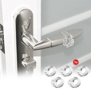 LXU 무타공 무소음 벽찍힘방지 투명 방문 손잡이 도어스토퍼, 5개, 클리어