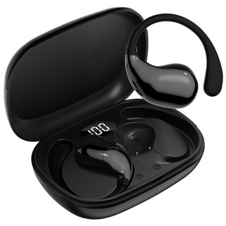 Wapik 무선 블루투스 이어폰 R3 오픈형 귀걸이형 ENC고음질, 블랙