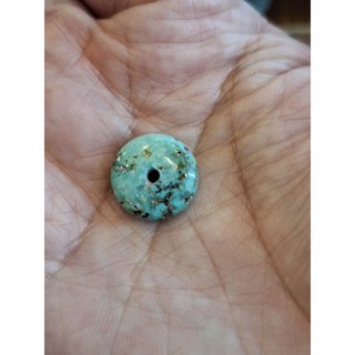 天然湖北原礦綠松石瓷藍綠大扣子 綠松石擺件 居家裝飾品 (一圖一物), B.果凍綠14.2*5.8／2g