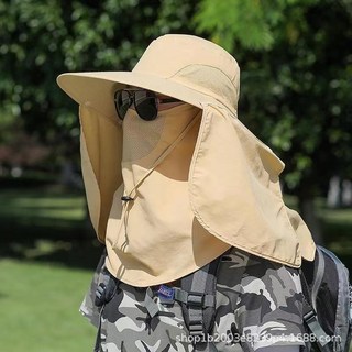 透氣可拆卸麵罩防曬帽 漁夫帽 戶外釣魚登山遮陽帽