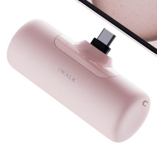 아이워크 iWALK 도킹형 미니 보조배터리 고속충전 일체형 4500mAh 아이폰 C타입 휴대용 잔량표시, 핑크